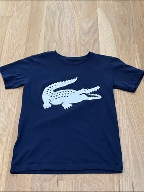 Lacoste Boys Navy T-Shirt with White Croc Graphic